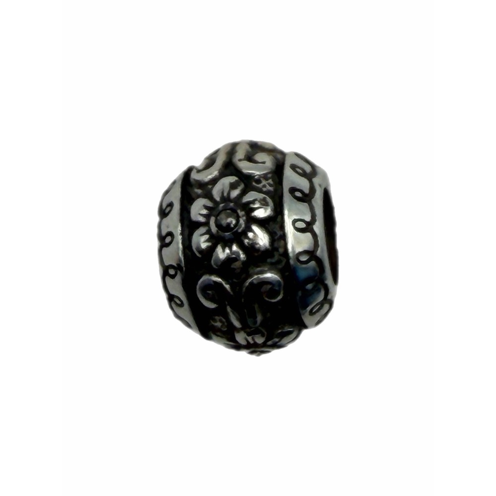 Brighton Silver Tone Floral Scrollwork Charm Bead Oxidized Antique Finish Spacer